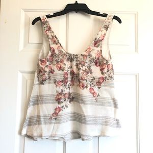 American Rag Floral & Stripes Tank, Size Small